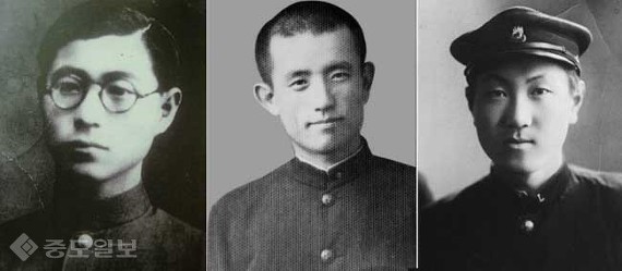 왼쪽부터 송몽규, 윤동주, 정병욱 이 셋, 연희전문학교 시절