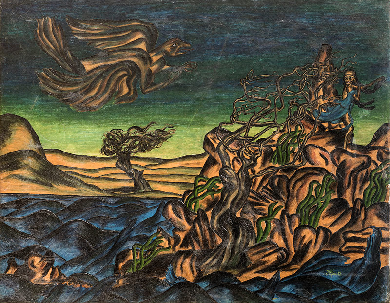 Inji Efflatoun, The girl and the beast, 1941, Oil on canvas, Museum of Ingy Aflaton Collection, Cairo
